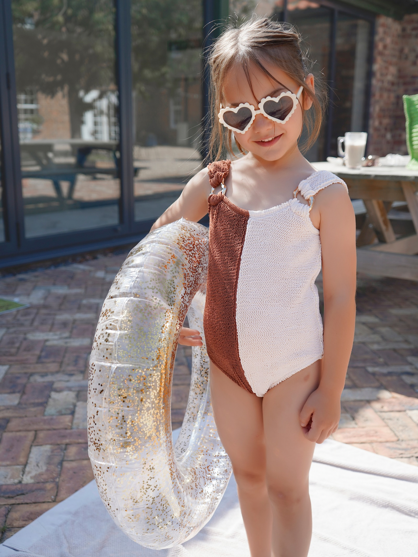 Gelato Girls Swimsuit Brown & Cream