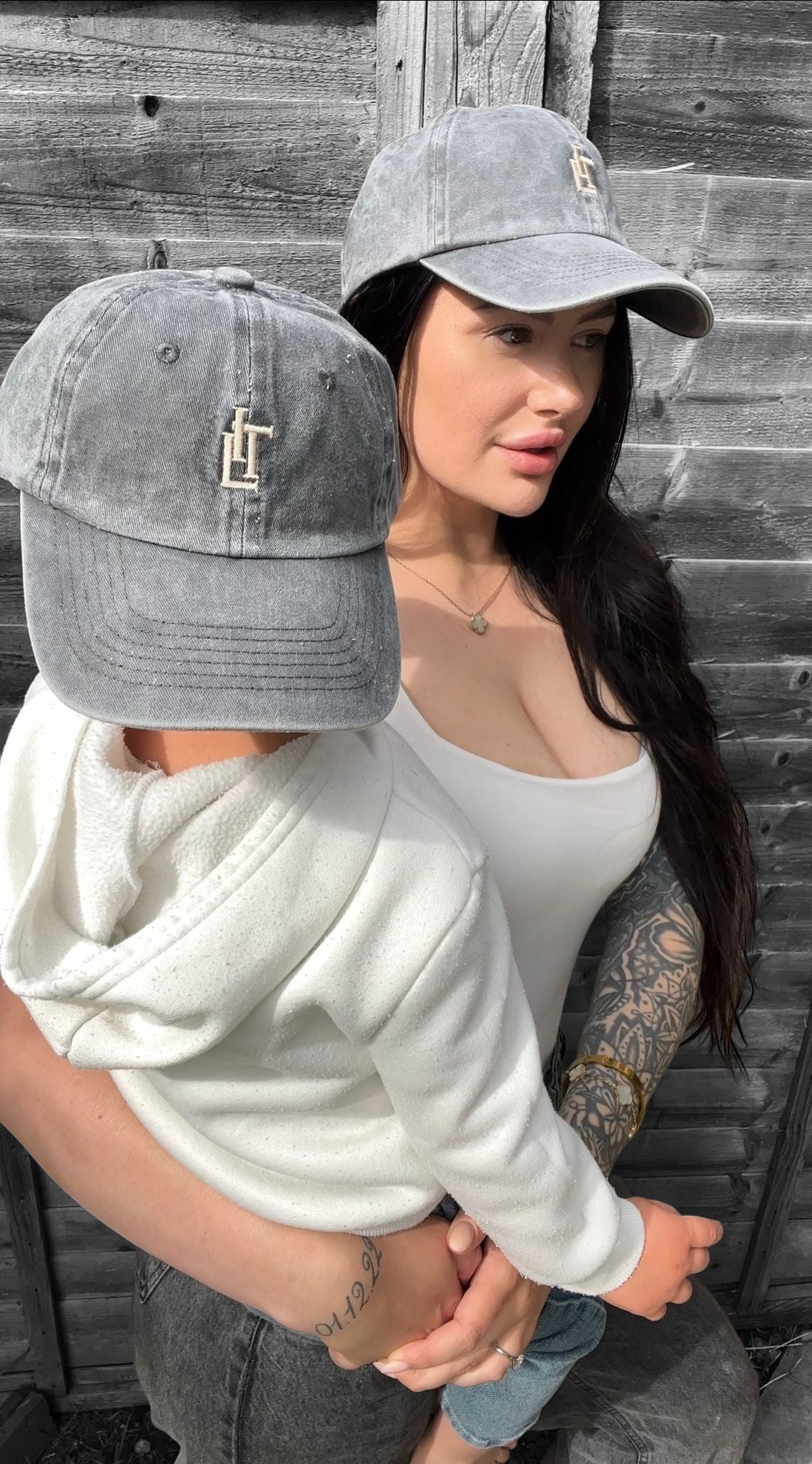 mama and mini matching baseball cap - grey 