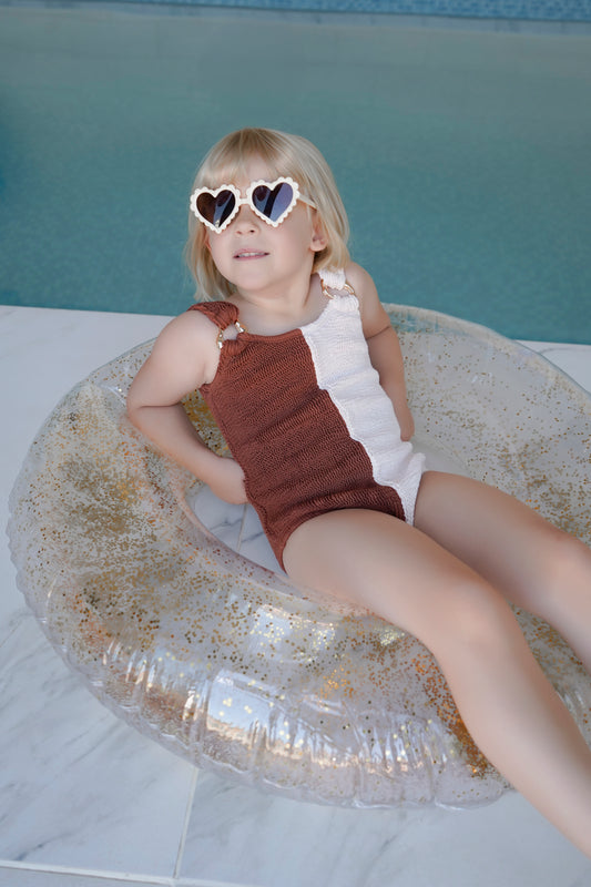 Gelato Girls Swimsuit Brown & Cream