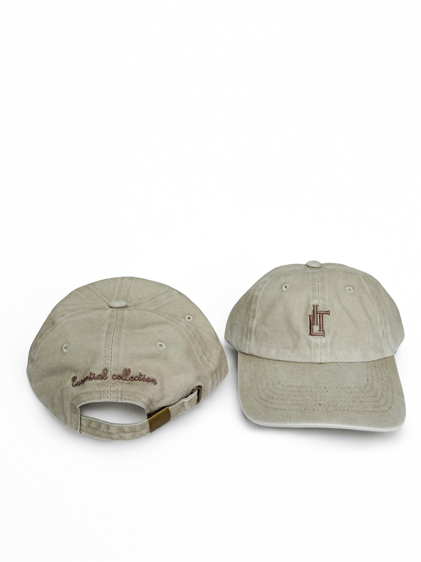 cream baseball cap front and rear view 