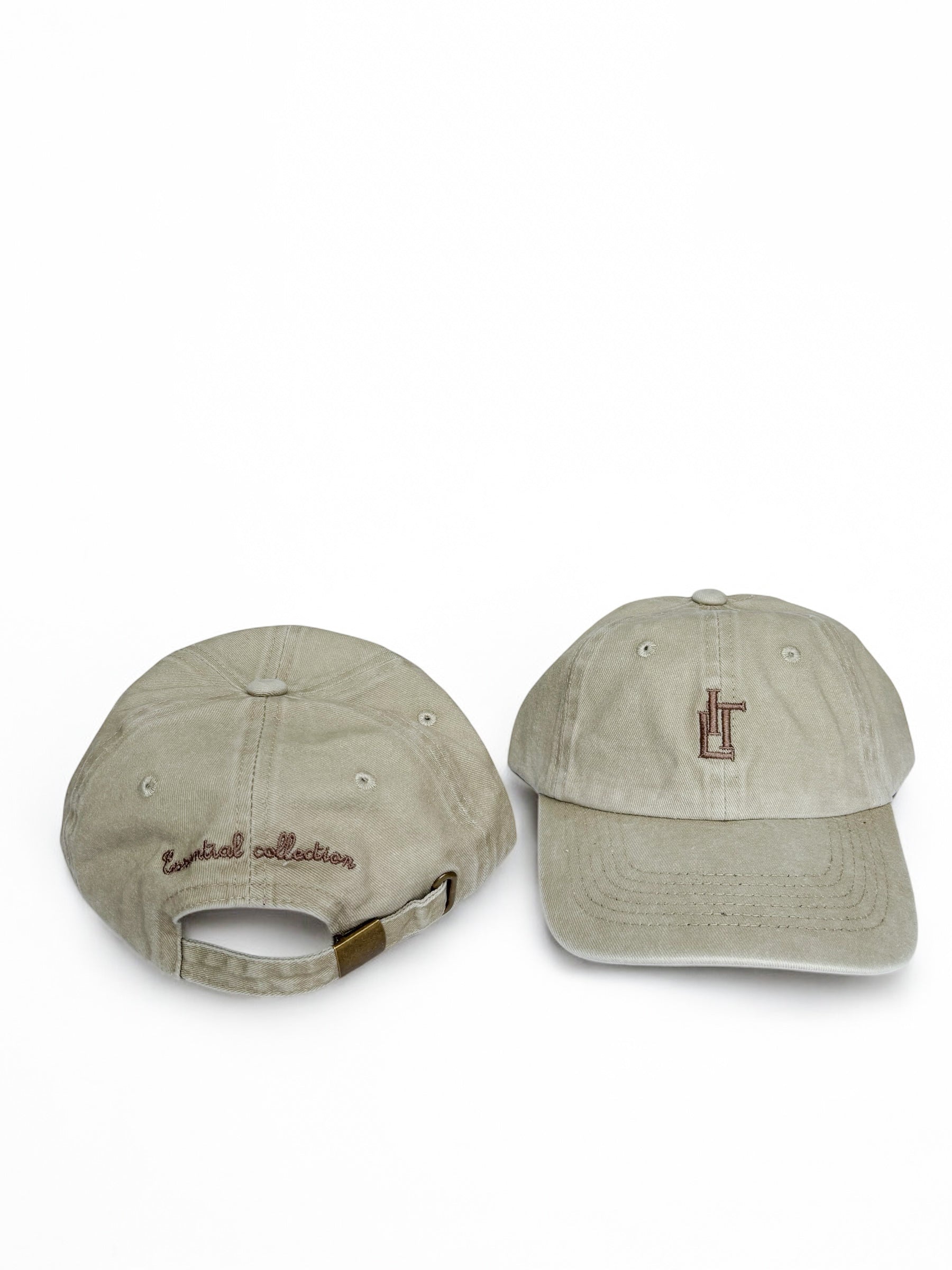 cream baseball cap front and rear view 