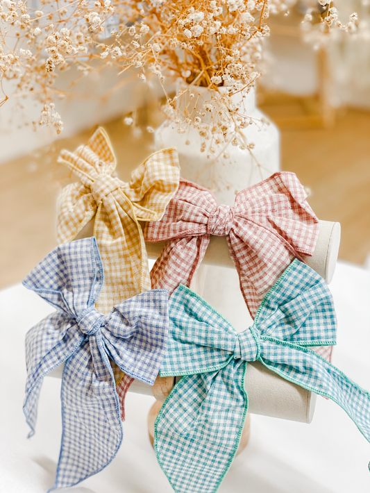 Gingham Bow Clips