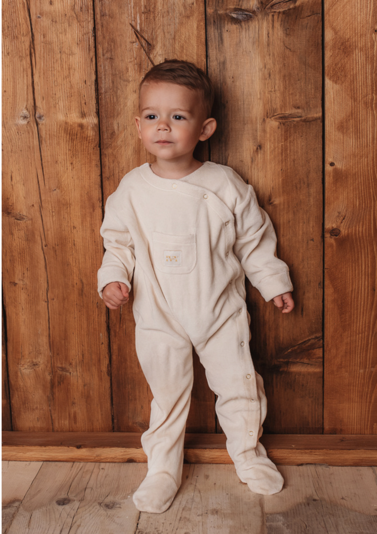 Luxury Velour Sleepsuit In Nude