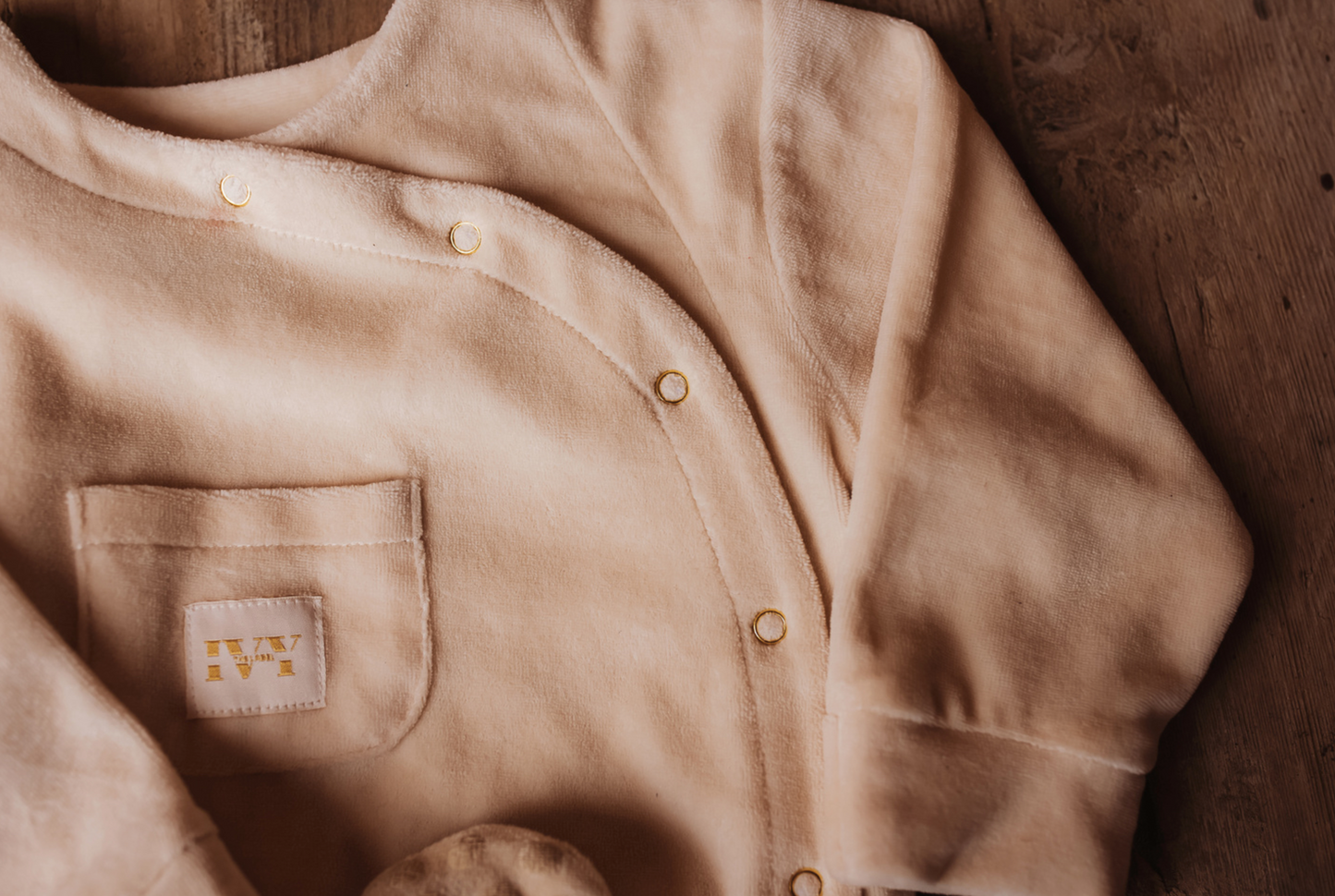 Luxury Velour Sleepsuit In Nude