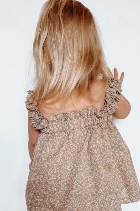 Saskia Top (beige ditsy)