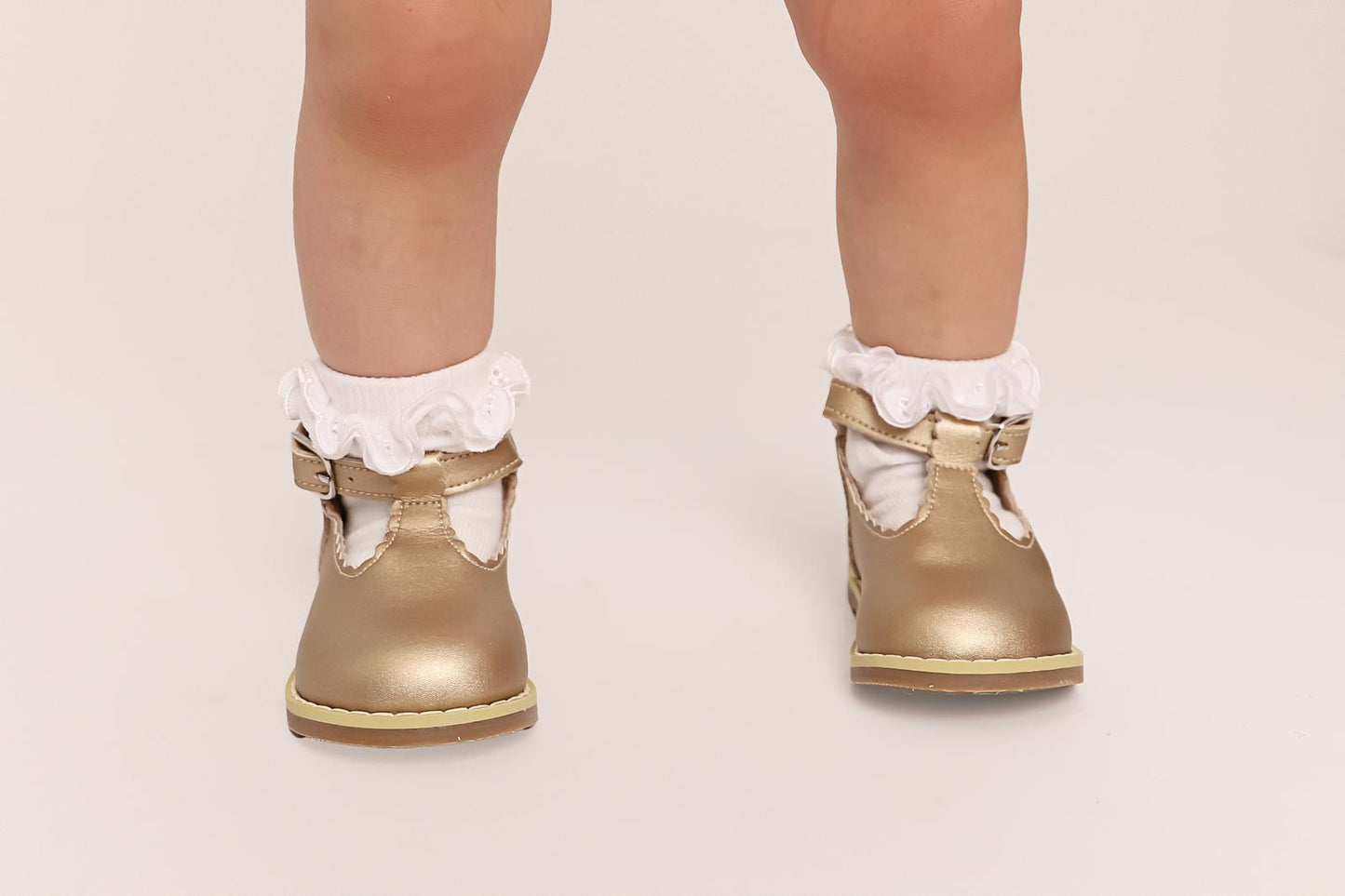 Scallop T-Bar Shoes Gold