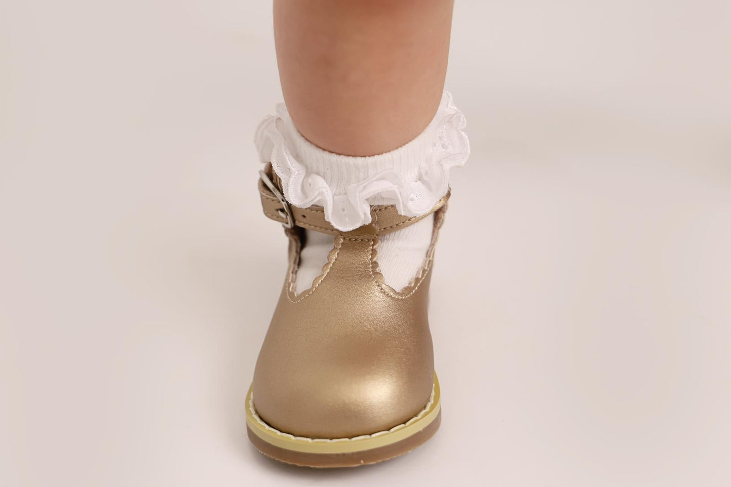 Scallop T-Bar Shoes Gold