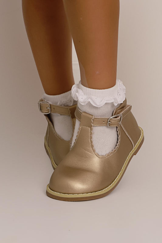 Scallop T-Bar Shoes Gold